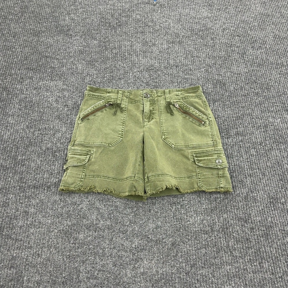 Free People Cargo Shorts Womens 0 Olive Green Cotton Raw Hem Utility Gorpcore‎
